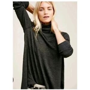 We The Free Sweater Womens XS Cowl Neck High Low Back Split Pullover Free People